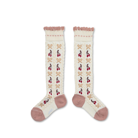 Collégien - Cherries & Bows Knee Socks (Doux Agneaux)