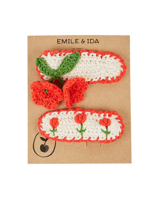 Emile et Ida - 2 Tulip Barettes (Red)