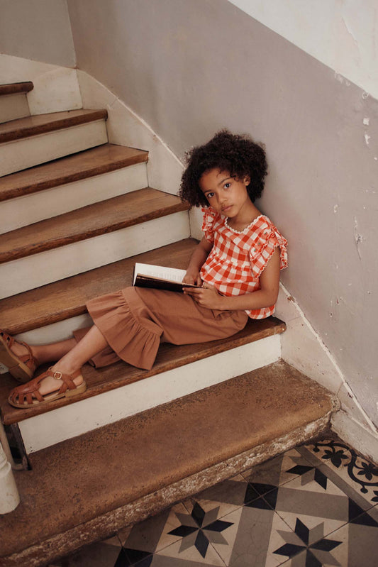 Emile et Ida - Embroidered Red Gingham Blouse