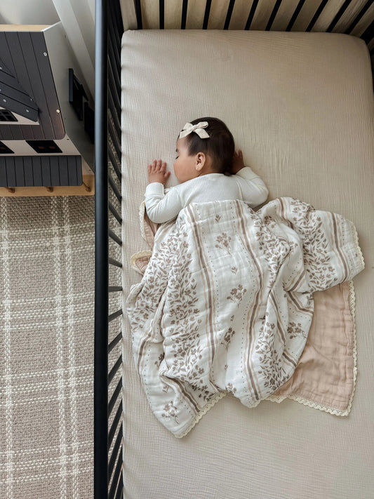 Lettie Floral QUILTED Gauze Blanket