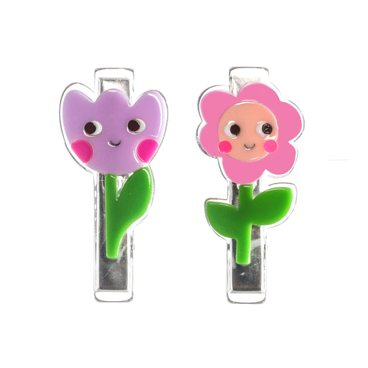 Purple & Pink Flower Hair Clips