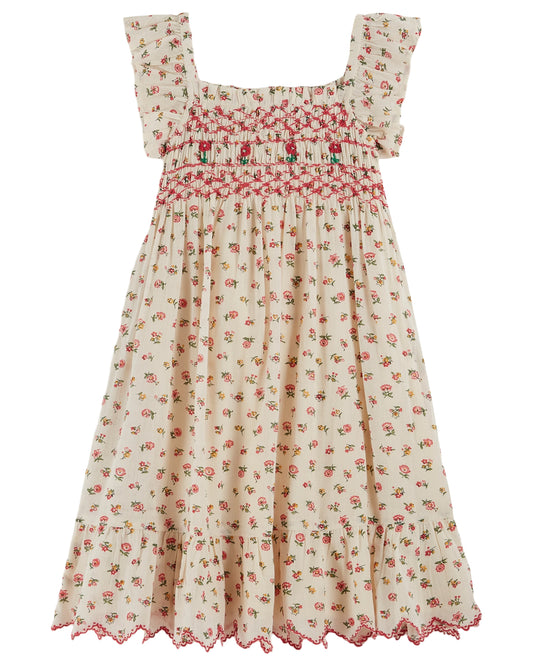 Emile et Ida - Smocked Embroidered Dress (Floresco Flowers)