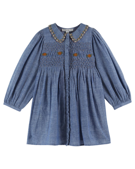 Emile et Ida - Chambray Smocked Dress