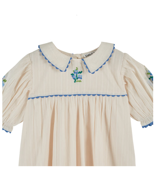 emile et ida crochet collar dress Emile et Ida Crochet Collar Dress Orchid Ecru Petit Bazaar