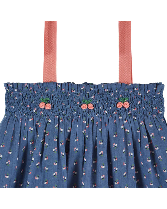 Emile et Ida -   Smocked Mini Blue Flowers Top