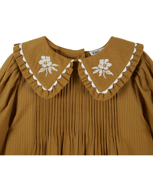 Emile et Ida - Embroidered Olive Blouse (Artichaud)