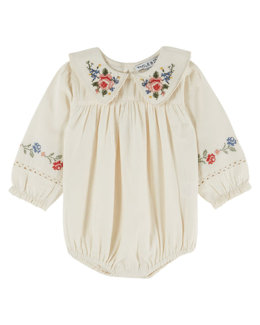 Emile et Ida - Cross-Stitch Romper (Ecru || Baby)