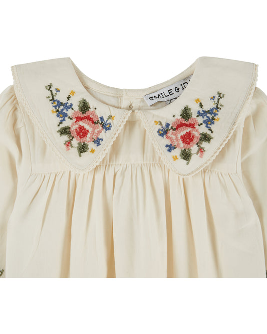 Emile et Ida - Cross-Stitch Romper (Ecru || Baby)