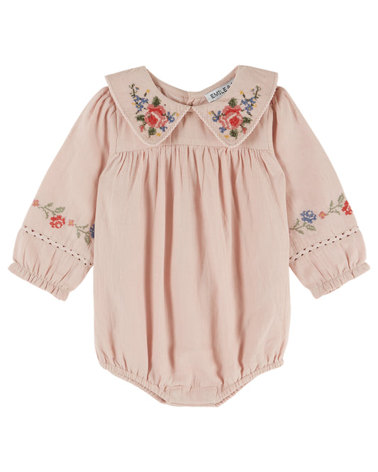 Emile et Ida - Cross-Stitch Romper (Roseau || Baby)