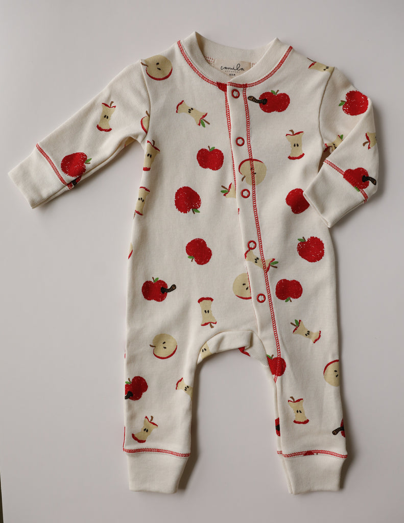 Camila & Company - Button Down Bodysuit Pajamas (Sweet Apples)