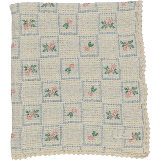 Bebe Organic - Floral Waffle Blanket (Framed Flowers/Blue)