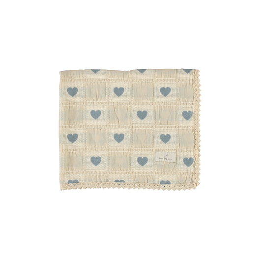 Bebe Organic - Heart Patchwork Blanket (Blue)