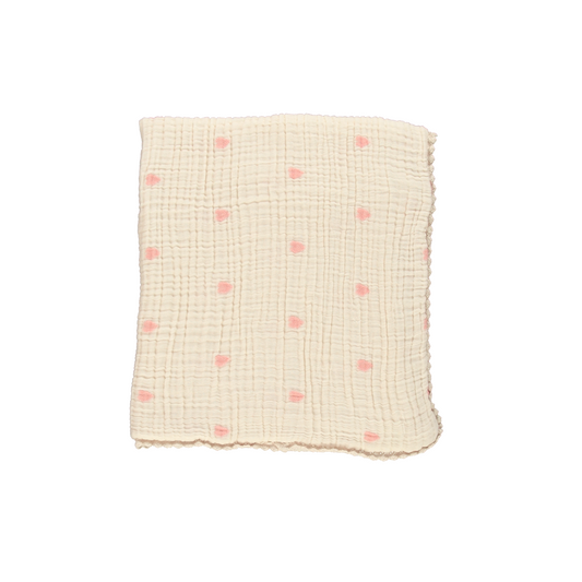 Bebe Organic - Pink Heart Blanket (Snuggle Muslin)