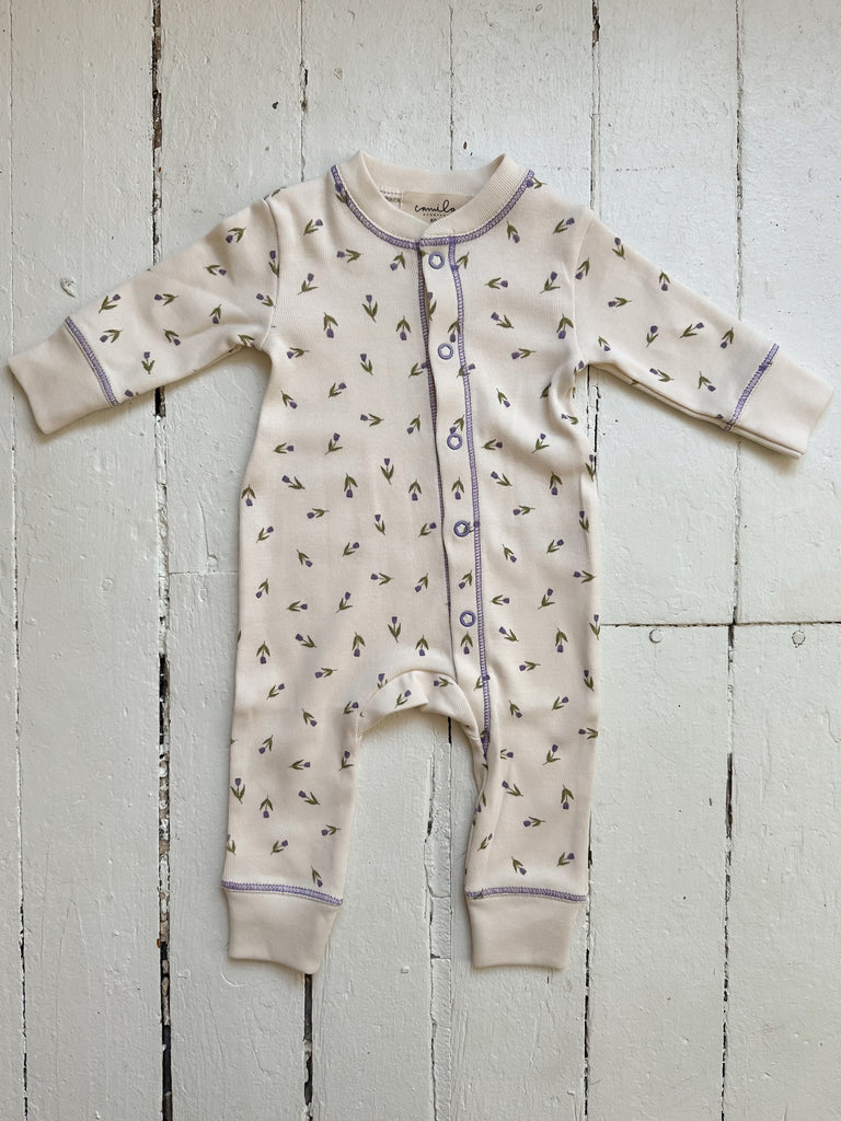 Camila & Company - Button Down Bodysuit Pajamas (Lilac Tulips)