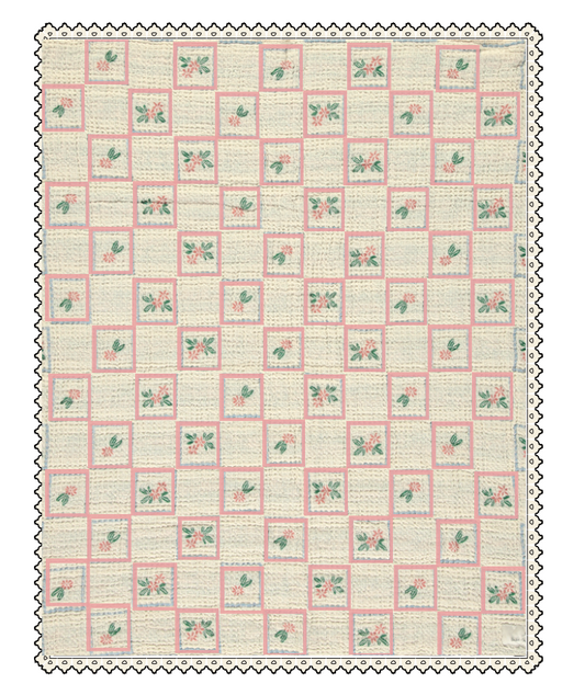 Bebe Organic - Floral Waffle Blanket (Tulip Checks/Pink)