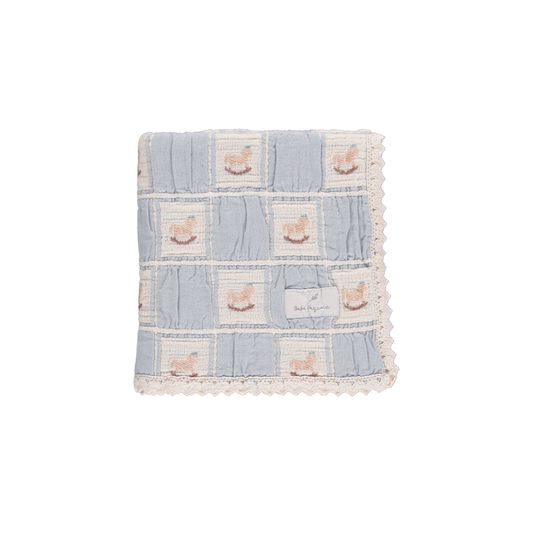 Bebe Organic - Rocking Horse Blanket (Blue Patchwork)
