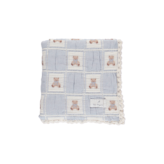 Bebe Organic - Teddy Blanket (Blue Patchwork)