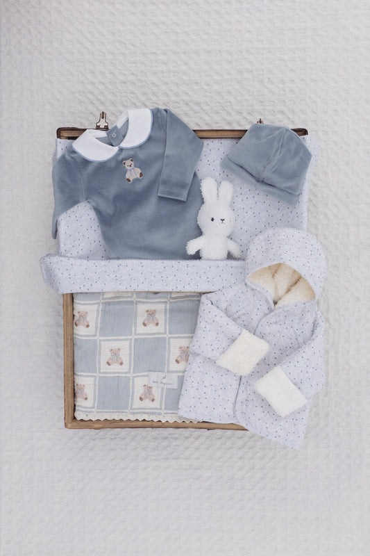 Bebe Organic - Teddy Blanket (Blue Patchwork)