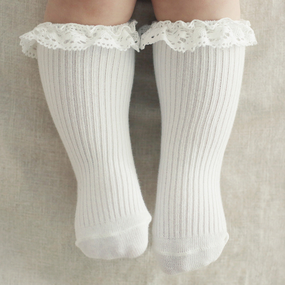 Crochet Ruffle Knee Socks