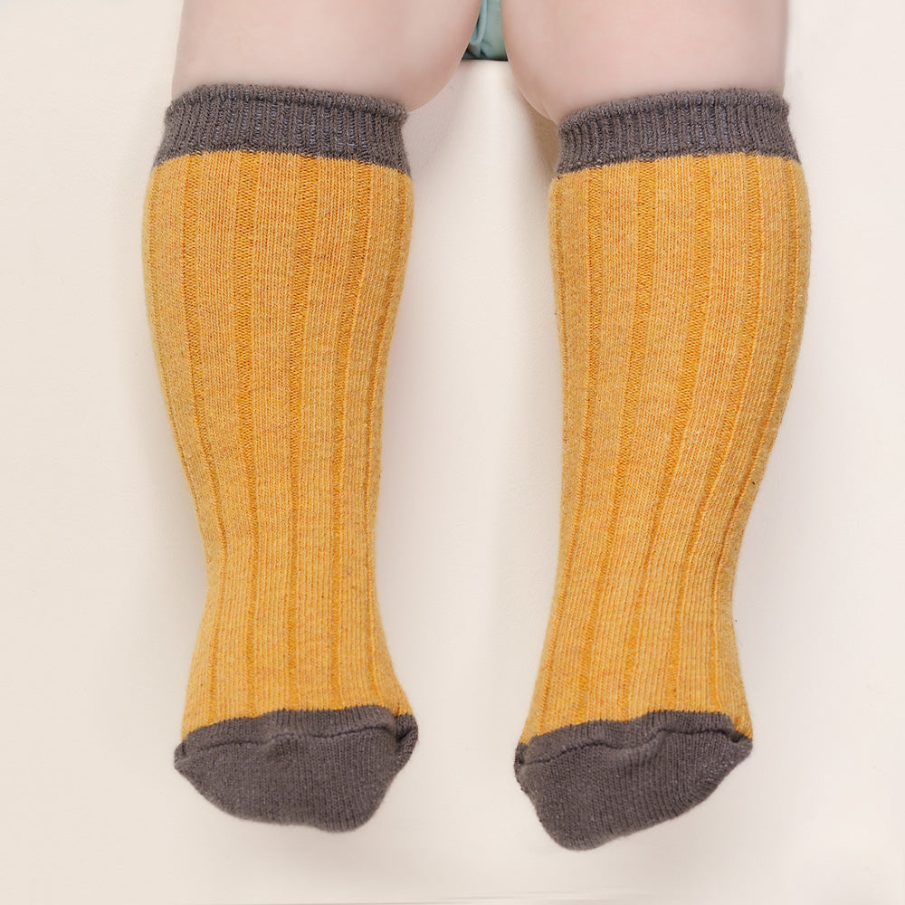 Colorblock Knee Socks - Mustard