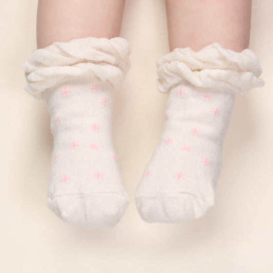 Double Ruffle Socks - Cream