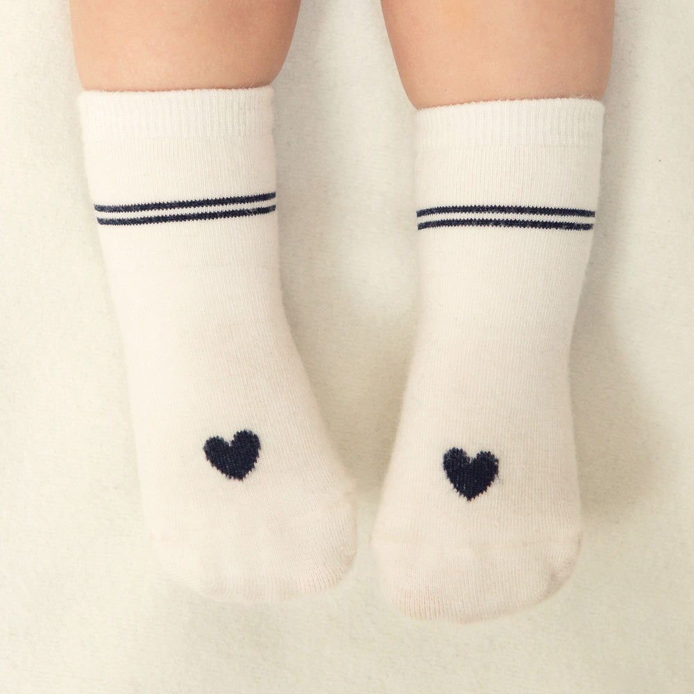 Amor Heart Socks - Navy