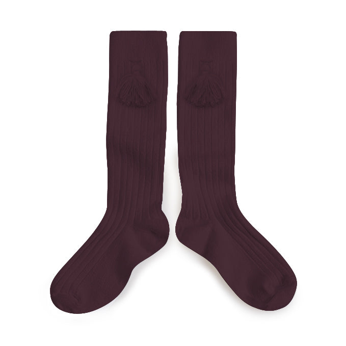 Collégien - Tassel Knee Socks (Aubergine)