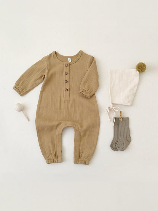 Quincy Mae - Woven Jumpsuit (Honey) - Last 3/6 & 12/18
