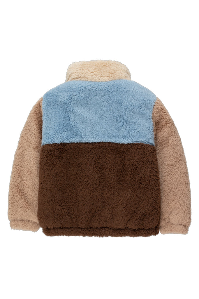 Tiny Cottons - Color Block Polar Sherpa Jacket (Blue/Brown - Kid) - Only 2Y