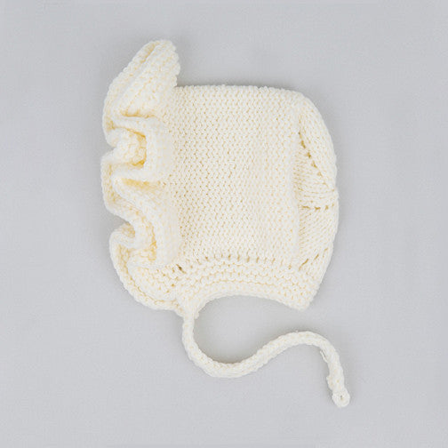 Florie Cream Knit Bonnet