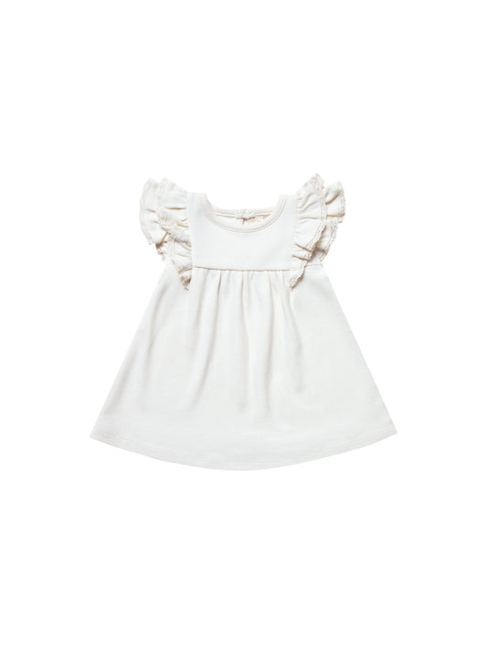 Quincy Mae - Flutter Dress (Ivory) - Last 3/6