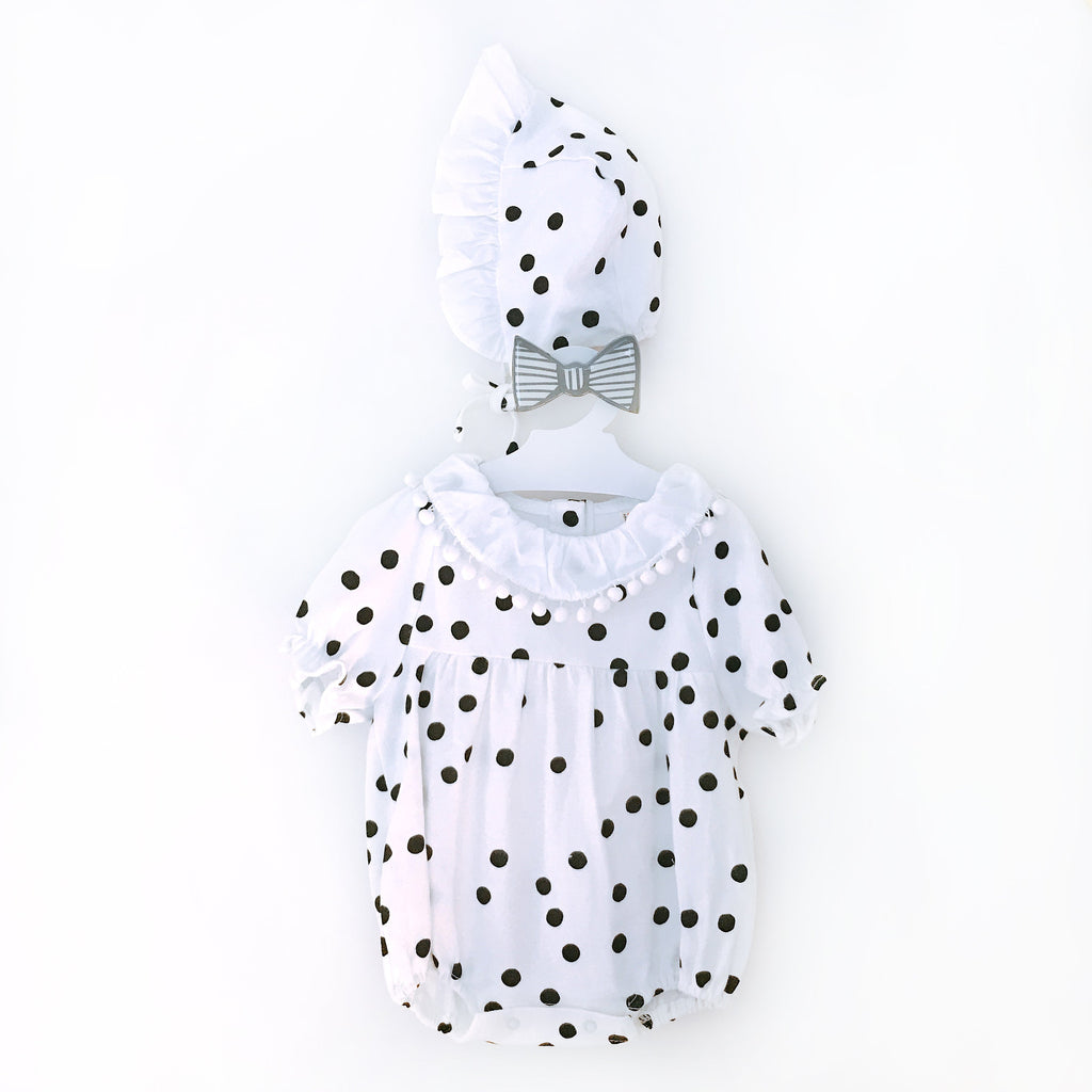 Bubble Suit & Bonnet Set - Dots+Poms