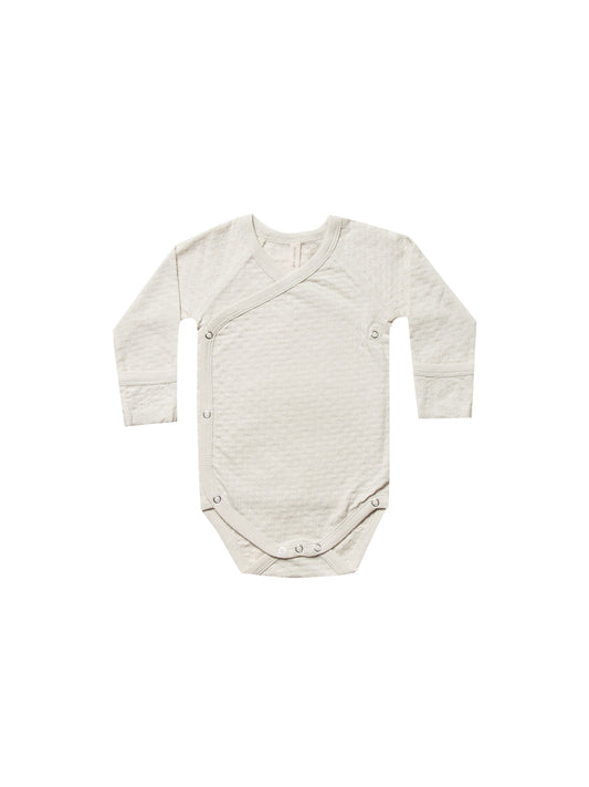 Quincy Mae - Pointelle Kimono Onesie (Pebble) - Last 2/3