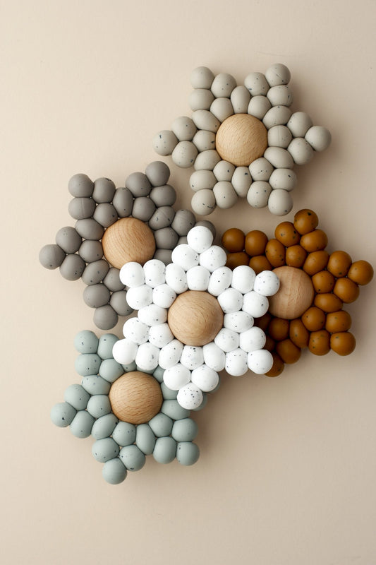 Little Chew - Silicone + Wood Star Toy (Speckle)