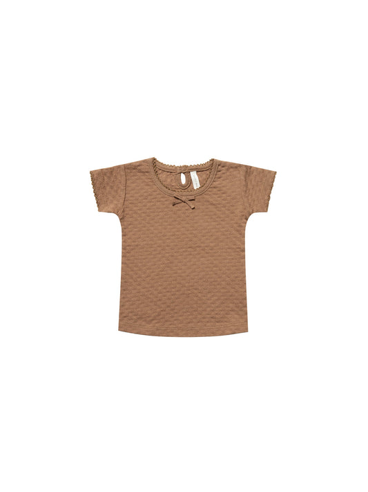 Quincy Mae - Pointelle Tee (Copper) - Last 6/12 & 12/18