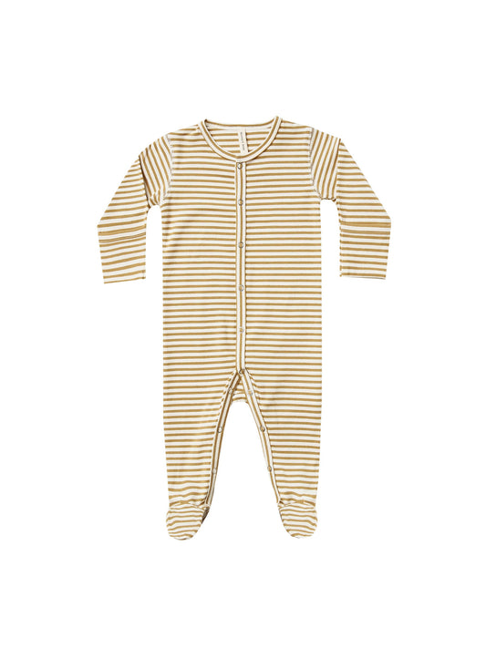Quincy Mae - Full Snap Footie (Gold Stripe) - Last 18/24