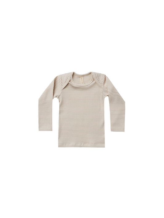 Quincy Mae - Ribbed Longsleeve Lap Tee (Ash Stripe)