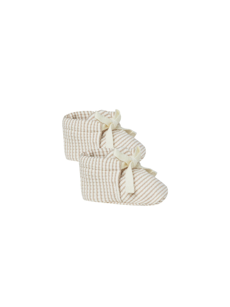 Quincy Mae - Ribbed Baby Booties (Ash Stripe)