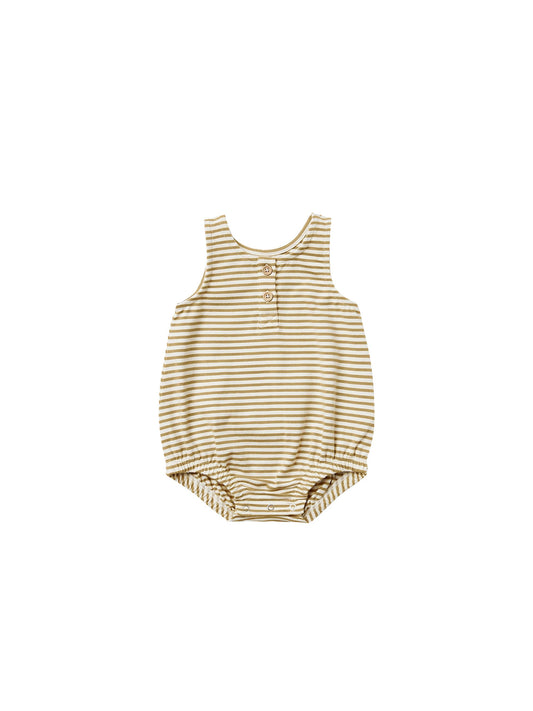 Quincy Mae - Sleeveless Bubble Romper (Gold Stripe) - Last 2/3