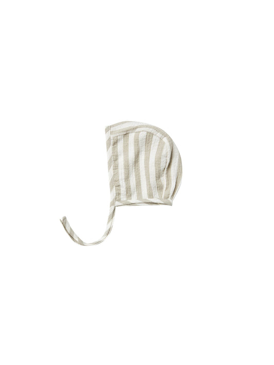 Quincy Mae - Gauze Bonnet (Sage Stripe)