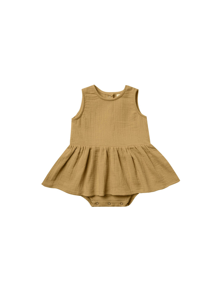 Quincy Mae - Skirted Tank Romper (Gold) - Last 3/6 & 12/18