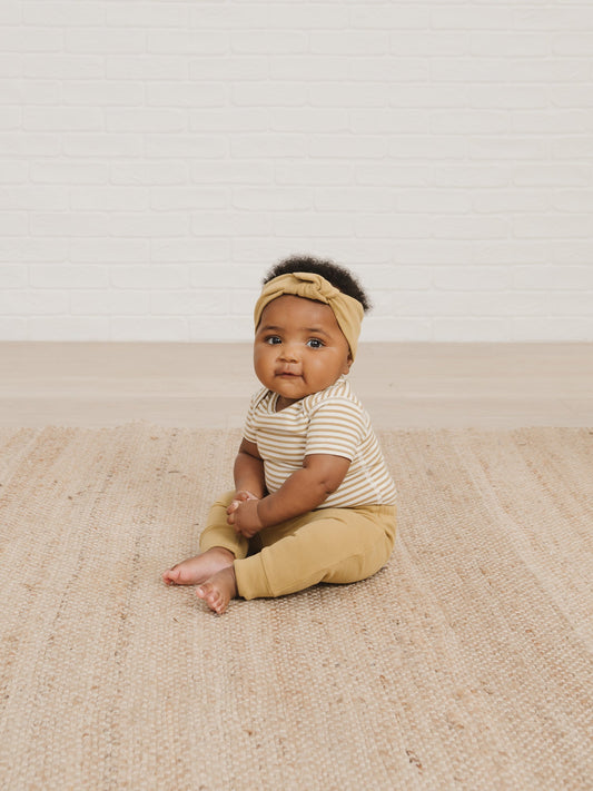 Quincy Mae - Short Sleeve Bodysuit (Gold Stripe)
