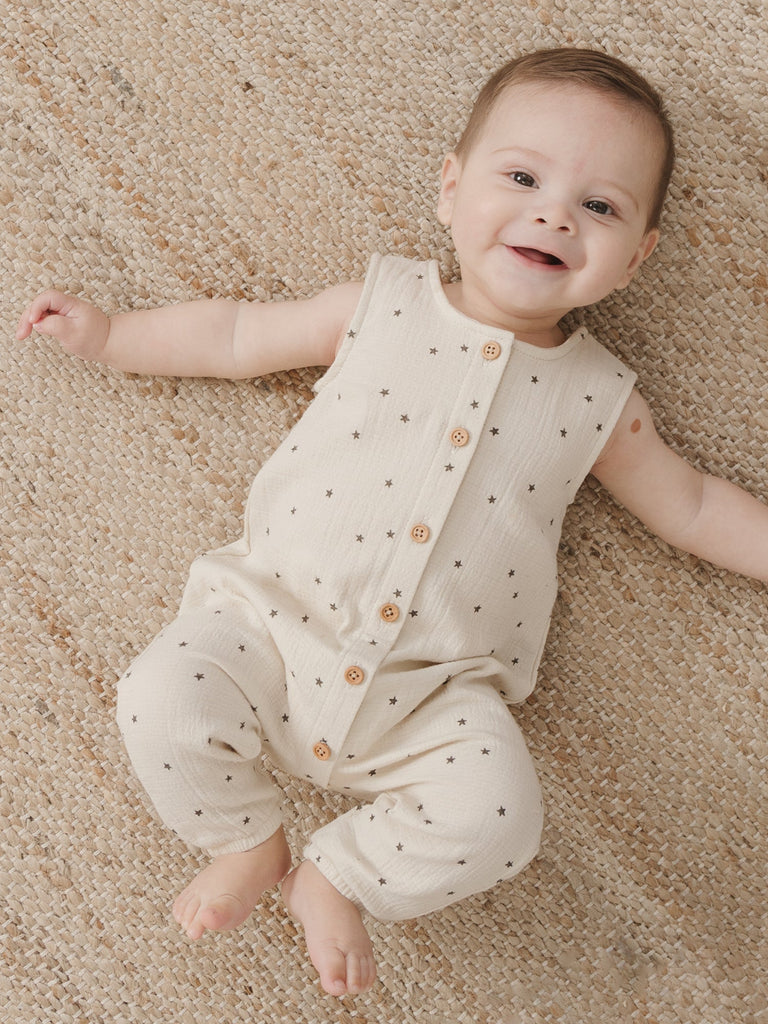Quincy Mae - Woven Button Jumpsuit (Natural)