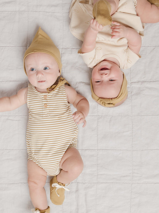 Quincy Mae - Sleeveless Bubble Romper (Gold Stripe) - Last 2/3