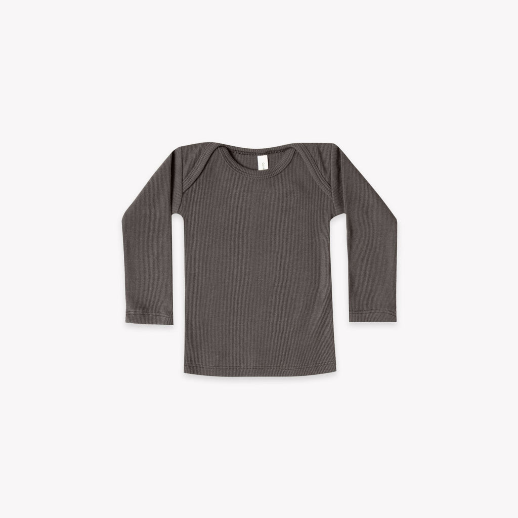 Quincy Mae - Ribbed Lap Tee (Coal) - Only 0/3 & 3/6