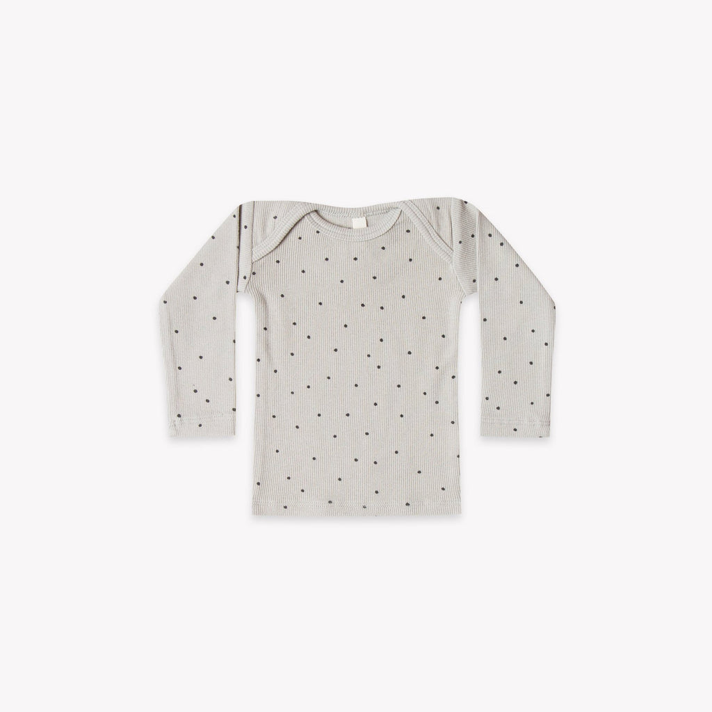 Quincy Mae - Ribbed Lap Tee (Dove Dots) - Only 0/3 & 3/6