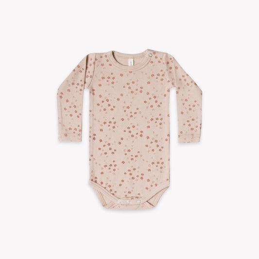 Quincy Mae - Ribbed Longsleeve Onesie (Rose) - Last 18/24