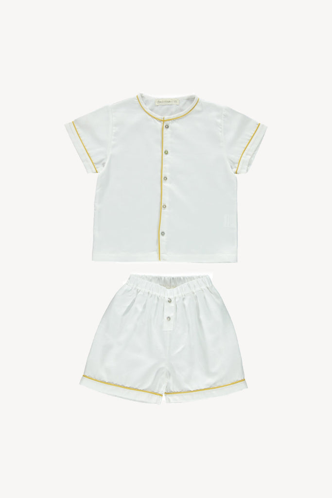 Fin and Vince -  Heirloom Button Up (White/Mustard) - Last 4/5 & 10/11
