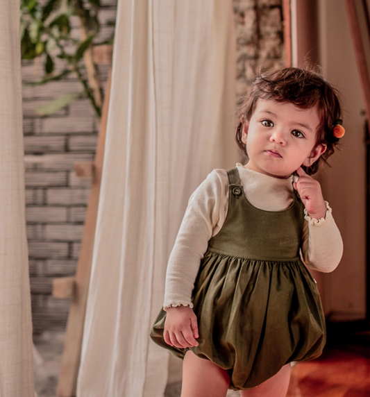 Olive Bubble Overalls