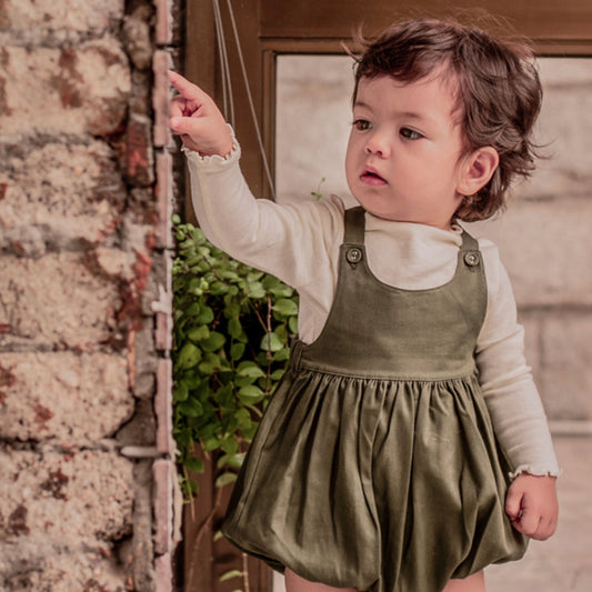 Olive Bubble Overalls